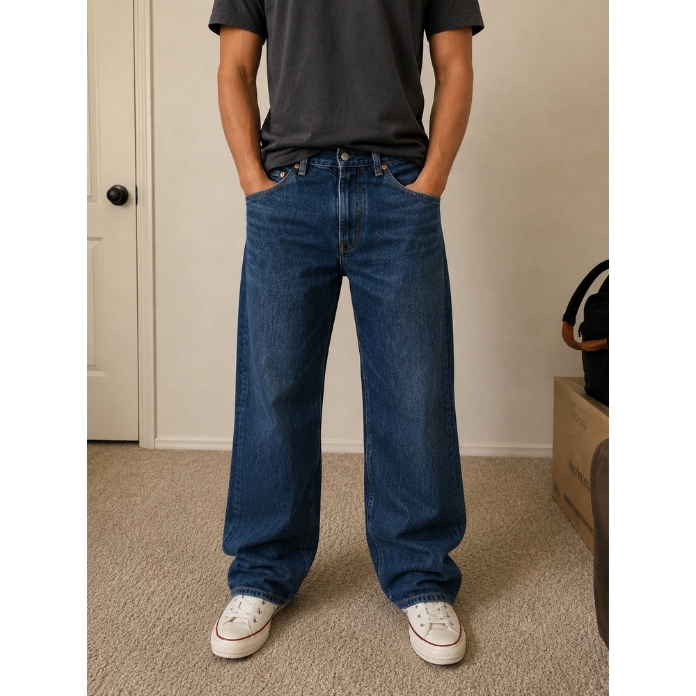 Levis 501 Original Fit Jeans Mens 34x36 Blue Denim Button Fly Straight Leg